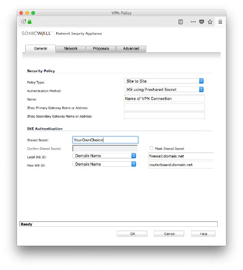 How to build IPSec-tunnel between SonicWall and MikroTik