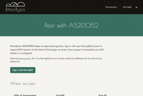Request a peering session with AS213052 through our new portal
